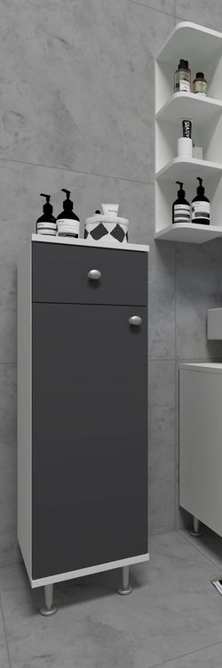 Produktbild: Badm&ouml;bel Midischrank Badschrank Schublade Nilosi