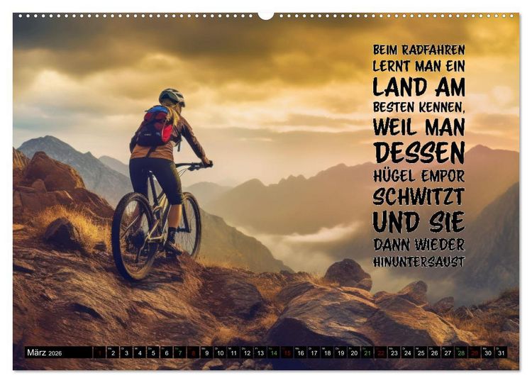 Produktbild: Faszination Fahrrad - coole Spr&uuml;che (Wandkalender 2026 DIN A2 quer), CALVENDO Monatskalender