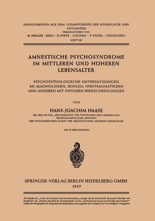 Produktbild: Amnestische Psychosyndrome im Mittleren und H&ouml;heren Lebensalter