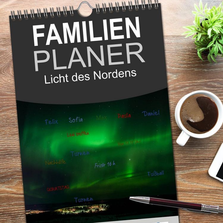 Produktbild: Familienplaner 2026 - Licht des Nordens mit 5 Spalten (Wandkalender, 21 x 45 cm) CALVENDO