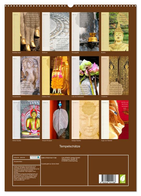 Produktbild: Tempelsch&auml;tze (hochwertiger Premium Wandkalender 2026 DIN A2 hoch), Kunstdruck in Hochglanz