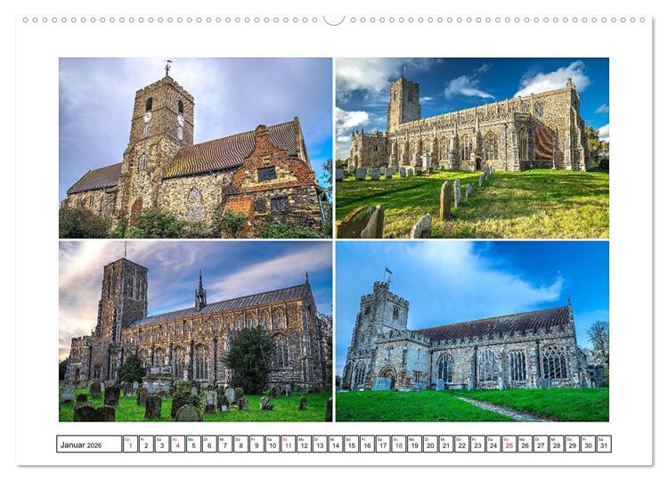 Produktbild: Trutzig und Wehrhaft - Englands Kirchen (Wandkalender 2026 DIN A2 quer), CALVENDO Monatskalender