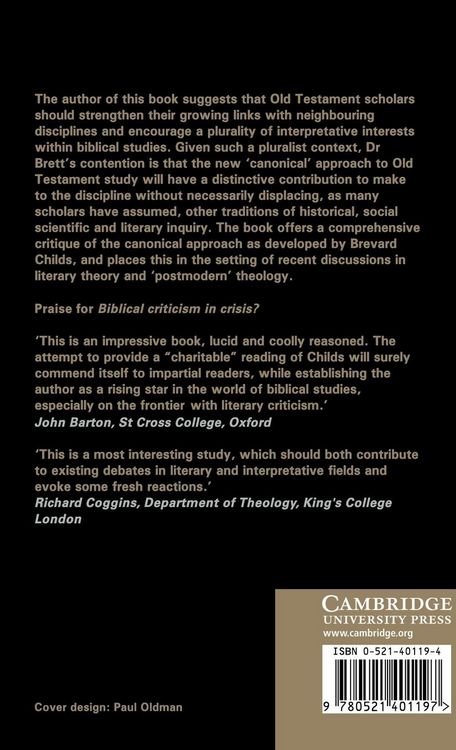Produktbild: Biblical Criticism in Crisis?