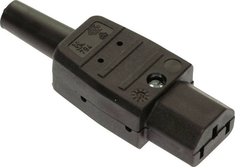 Produktbild: AS Schwabe 62081 Kaltger&auml;te-Steckverbinder Stecker, gerade Gesamtpolzahl: 2 10 A Schwarz 1 St.