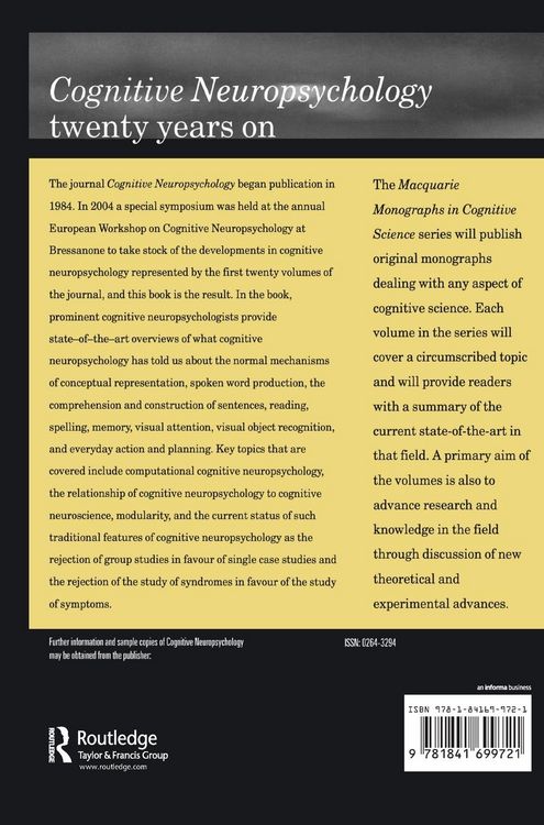 Produktbild: Cognitive Neuropsychology Twenty Years On