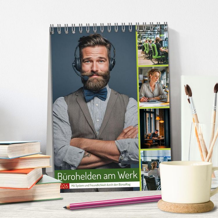 Produktbild: B&uuml;rohelden am Werk (Tischkalender 2026 DIN A5 hoch), CALVENDO Monatskalender