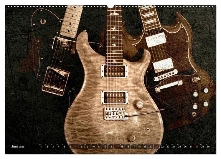 Produktbild: GITARREN Vintage Art (Wandkalender 2026 DIN A2 quer), CALVENDO Monatskalender