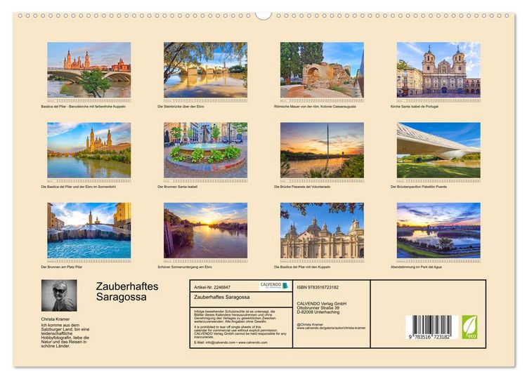 Produktbild: Zauberhaftes Saragossa (hochwertiger Premium Wandkalender 2026 DIN A2 quer), Kunstdruck in Hochglanz
