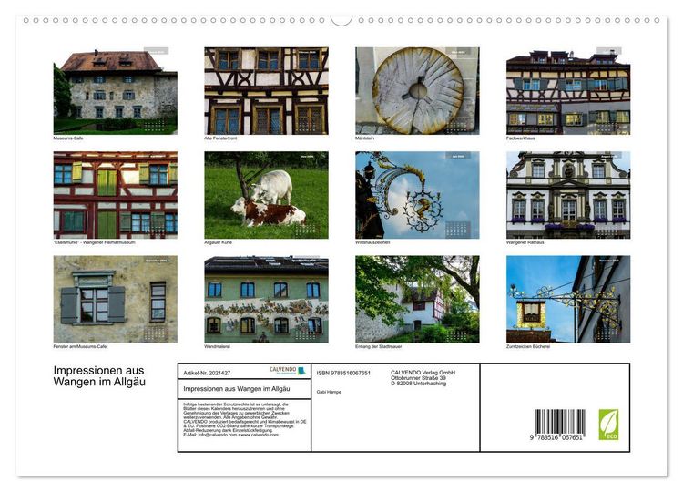 Produktbild: Impressionen aus Wangen im Allg&auml;u (hochwertiger Premium Wandkalender 2026 DIN A2 quer), Kunstdruck in Hochglanz
