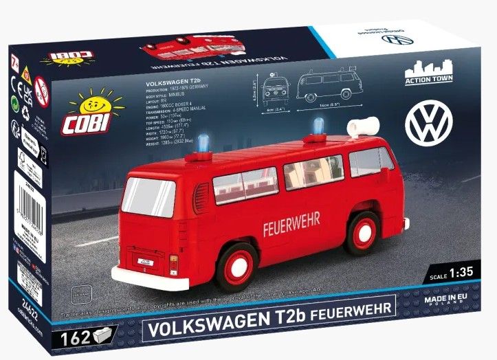 Produktbild: COBI Action Town 24622 - VW Volkswagen T2b Feuerwehr, Ma&szlig;stab 1:35, Bausatz, 162 Klemmbausteine
