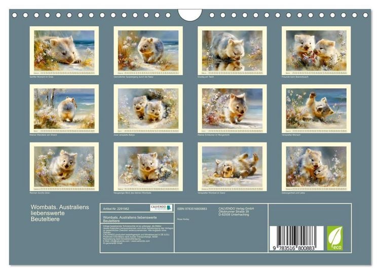Produktbild: Wombats. Australiens liebenswerte Beuteltiere (Wandkalender 2027 DIN A4 quer), CALVENDO Monatskalender