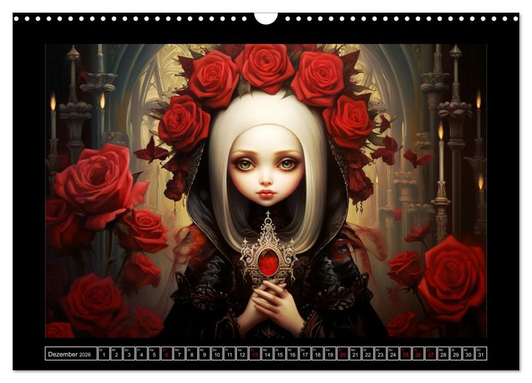 Produktbild: Little Gothic Queens. Surrealistische Illustrationen (Wandkalender 2026 DIN A3 quer), CALVENDO Monatskalender
