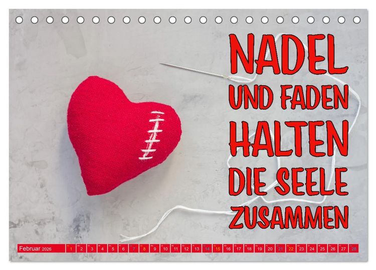 Produktbild: Nadel und Faden - N&auml;hen mit coolen Spr&uuml;chen (Tischkalender 2026 DIN A5 quer), CALVENDO Monatskalender