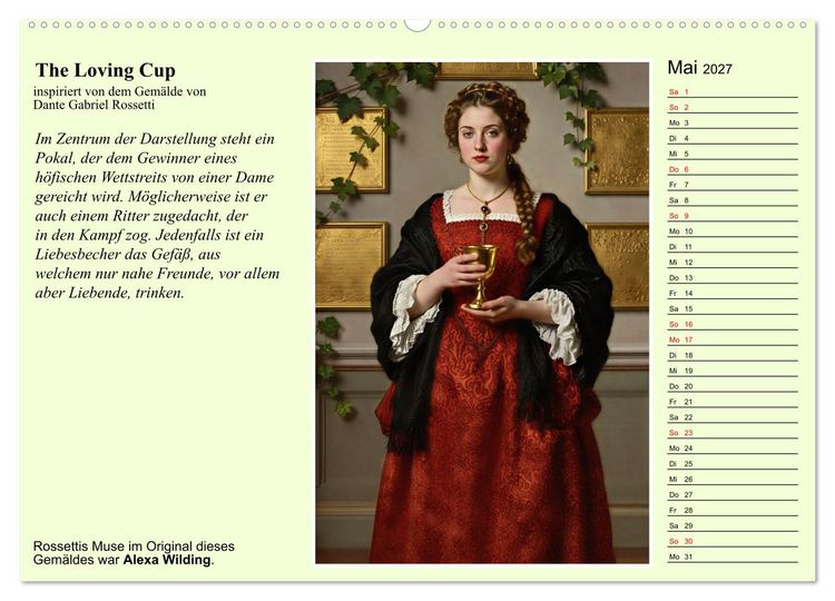 Produktbild: Rossettis Musen, neue Bilder zu symbolistischen Traumwelten (hochwertiger Premium Wandkalender 2027 DIN A2 quer), Kunstdruck in Hochglanz
