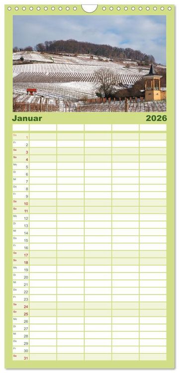 Produktbild: Familienplaner 2026 - Liebliche Bergstra&szlig;e - Burgen, Wein und Fachwerk mit 5 Spalten (Wandkalender, 21 x 45 cm) CALVENDO
