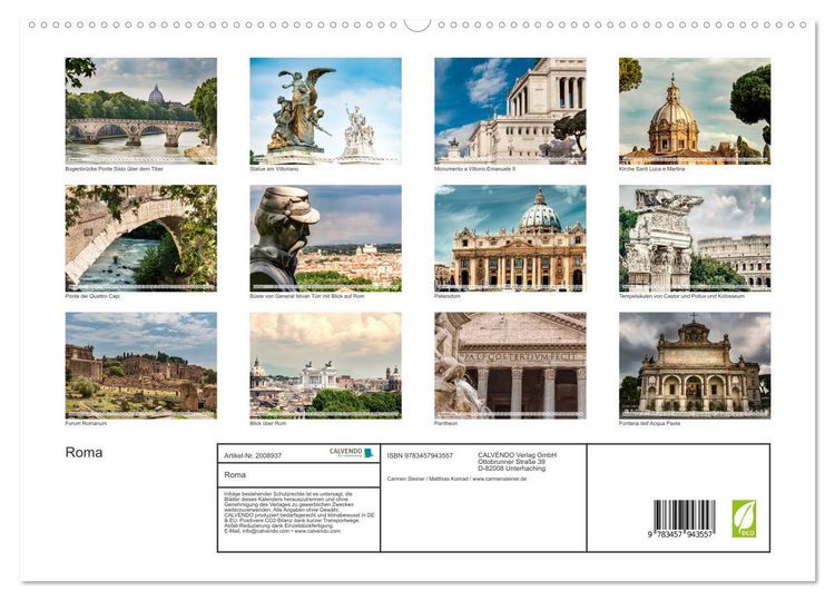 Produktbild: Roma (hochwertiger Premium Wandkalender 2026 DIN A2 quer), Kunstdruck in Hochglanz