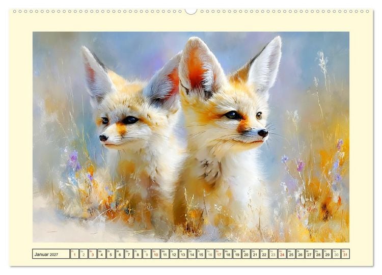Produktbild: Fenneks. Kleine W&uuml;stenf&uuml;chse im Saharasand (hochwertiger Premium Wandkalender 2027 DIN A2 quer), Kunstdruck in Hochglanz
