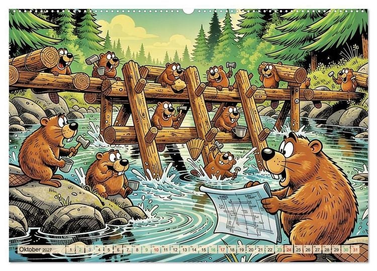 Produktbild: Lustige Biber - Comic (Wandkalender 2027 DIN A2 quer), CALVENDO Monatskalender
