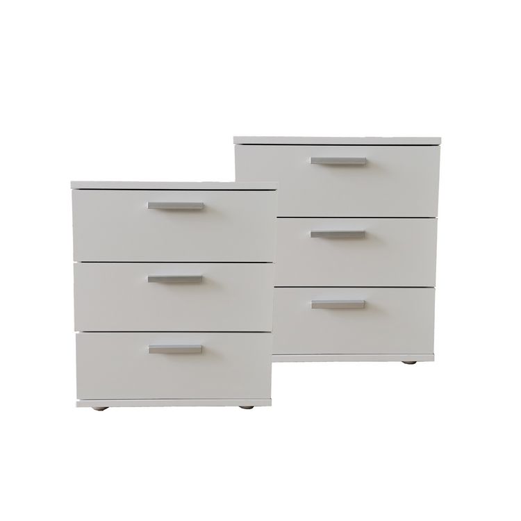 Produktbild: HTI-Living Nachtkonsole Nachtschrank Nina 3 Wei&szlig; 2er-Set