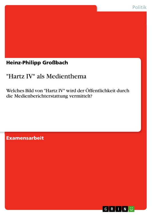 Produktbild: "Hartz IV" als Medienthema