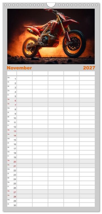 Produktbild: Familienplaner 2027 - Motorrad illusionen mit 5 Spalten (Wandkalender, 21 x 45 cm) CALVENDO