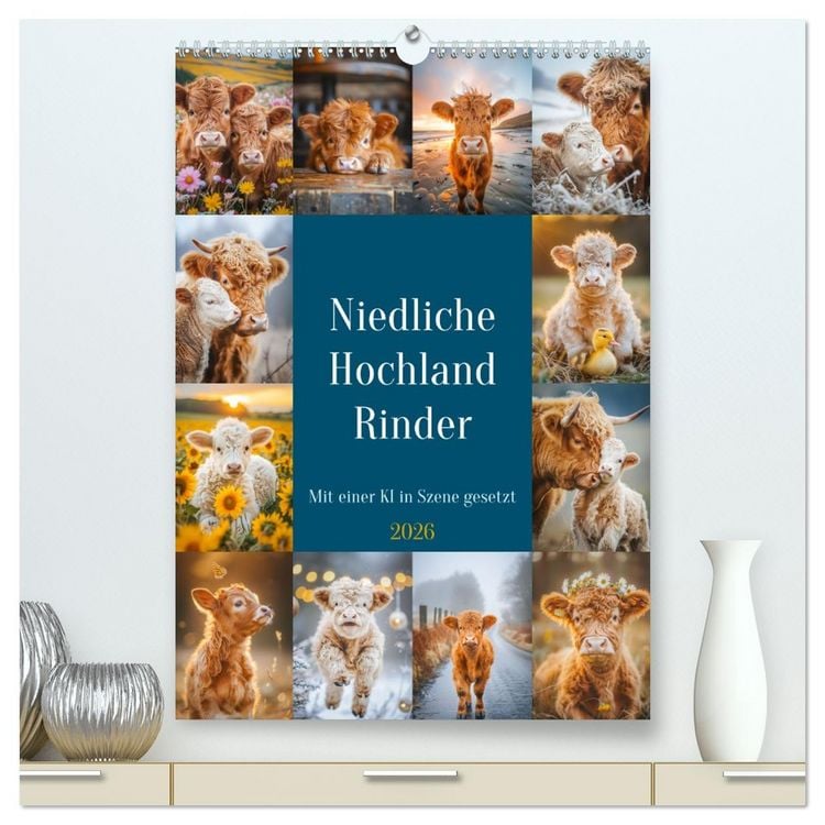 Produktbild: Niedliche Hochland Rinder (hochwertiger Premium Wandkalender 2026 DIN A2 hoch), Kunstdruck in Hochglanz