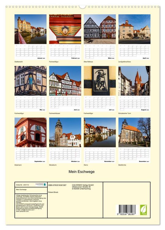 Produktbild: Mein Eschwege (hochwertiger Premium Wandkalender 2026 DIN A2 hoch), Kunstdruck in Hochglanz