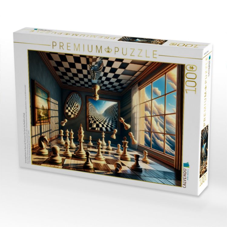 Produktbild: CALVENDO Puzzle Schachgefl&uuml;ster im Raum der Illusionen: Das Spiel, das Realit&auml;t verbiegt | 1000 Teile Lege-Gr&ouml;&szlig;e 64x48cm Foto-Puzzle f&uuml;r gl&uuml;ckliche Stunden