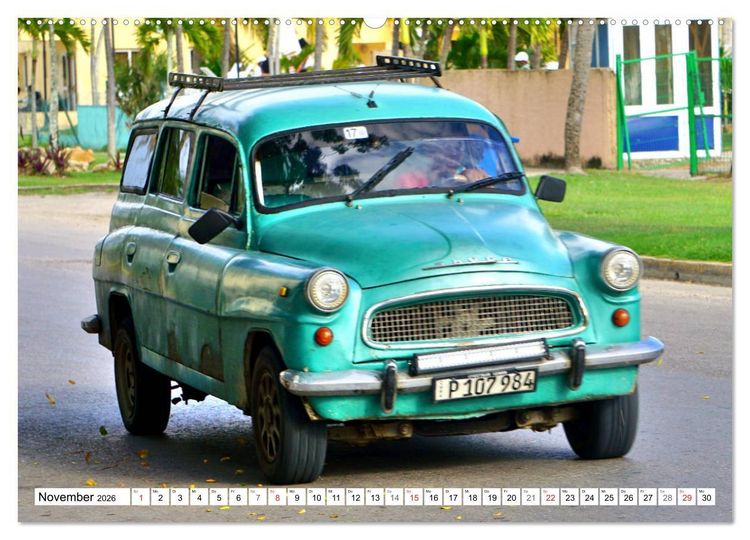Produktbild: SKODA IN KUBA - Oldtimer der CSSR (hochwertiger Premium Wandkalender 2026 DIN A2 quer), Kunstdruck in Hochglanz
