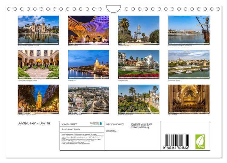 Produktbild: Andalusien - Sevilla (Wandkalender 2026 DIN A4 quer), CALVENDO Monatskalender