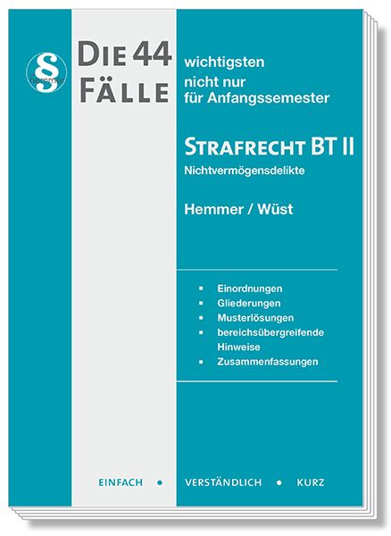 Produktbild: Die 44 wichtigsten F&auml;lle Strafrecht BT II