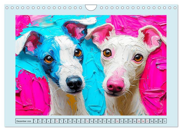 Produktbild: Hunde Paintings. Moderne Portraits in &Ouml;loptik (Wandkalender 2026 DIN A4 quer), CALVENDO Monatskalender