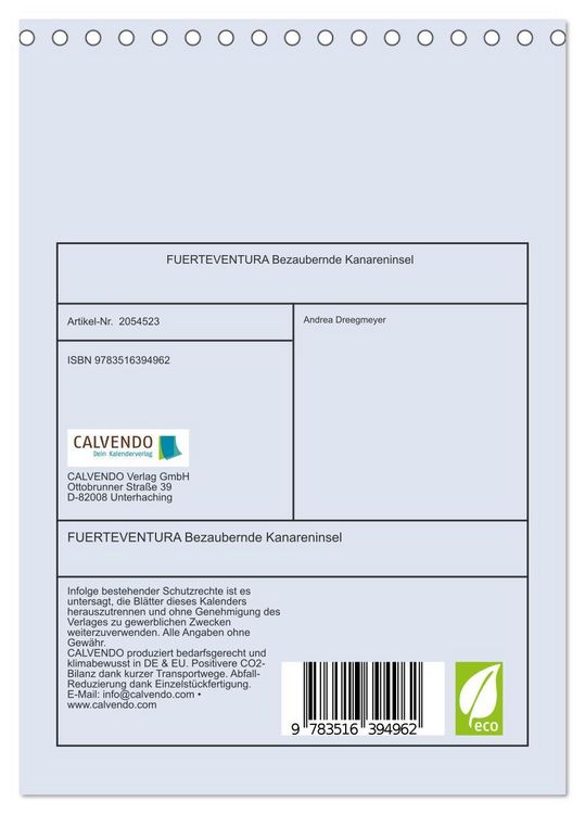 Produktbild: FUERTEVENTURA Bezaubernde Kanareninsel (Tischkalender 2026 DIN A5 hoch), CALVENDO Monatskalender