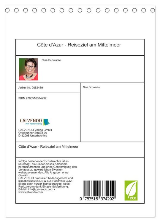 Produktbild: C&ocirc;te d&rsquo;Azur - Reiseziel am Mittelmeer (Tischkalender 2026 DIN A5 hoch), CALVENDO Monatskalender