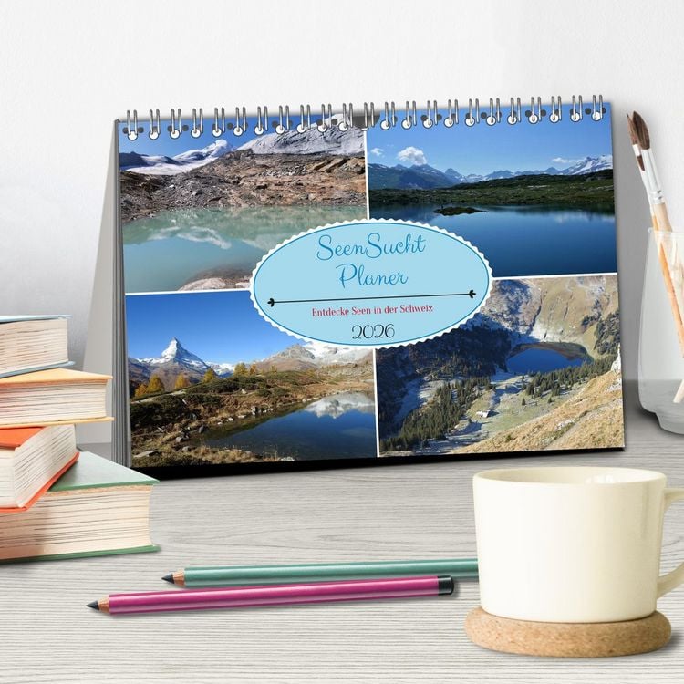 Produktbild: SeenSucht Entdecke Seen in der Schweiz Planer (Tischkalender 2026 DIN A5 quer), CALVENDO Monatskalender