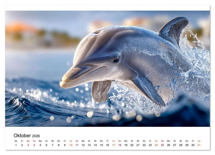 Produktbild: Delfine - ein Jahr voller Meer (Tischkalender 2026 DIN A5 quer), CALVENDO Monatskalender
