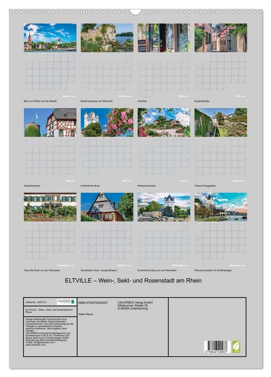 Produktbild: ELTVILLE &ndash; Wein-, Sekt- und Rosenstadt am Rhein (Wandkalender 2026 DIN A2 hoch), CALVENDO Monatskalender