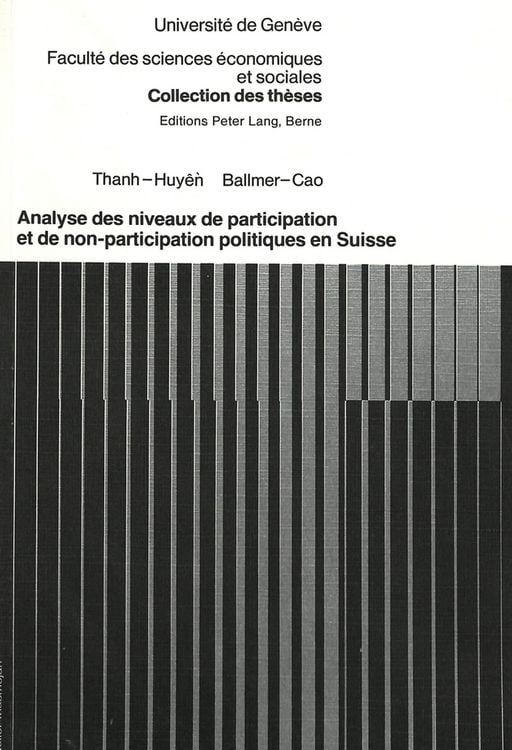 Produktbild: Analyse des niveaux de participation et de non-participation politiques en Suisse