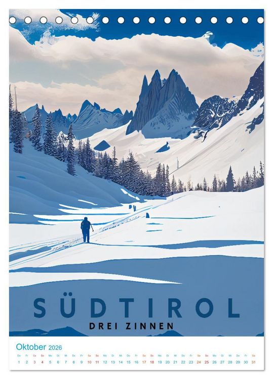 Produktbild: S&uuml;dtirol - Old School Poster Style (Tischkalender 2026 DIN A5 hoch), CALVENDO Monatskalender