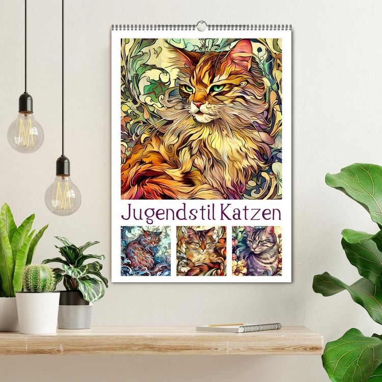 Produktbild: Jugendstil Katzen (Wandkalender 2026 DIN A2 hoch), CALVENDO Monatskalender