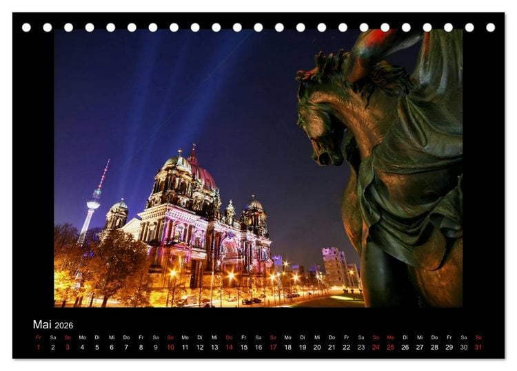Produktbild: Berlin bei Nacht 2026 (Tischkalender 2026 DIN A5 quer), CALVENDO Monatskalender