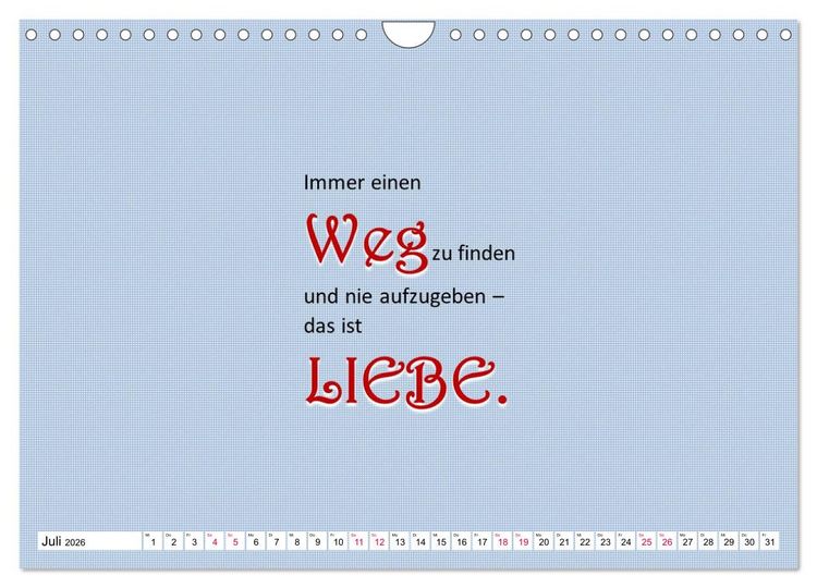 Produktbild: Zitate und Spr&uuml;che In Sachen LIEBE (Wandkalender 2026 DIN A4 quer), CALVENDO Monatskalender