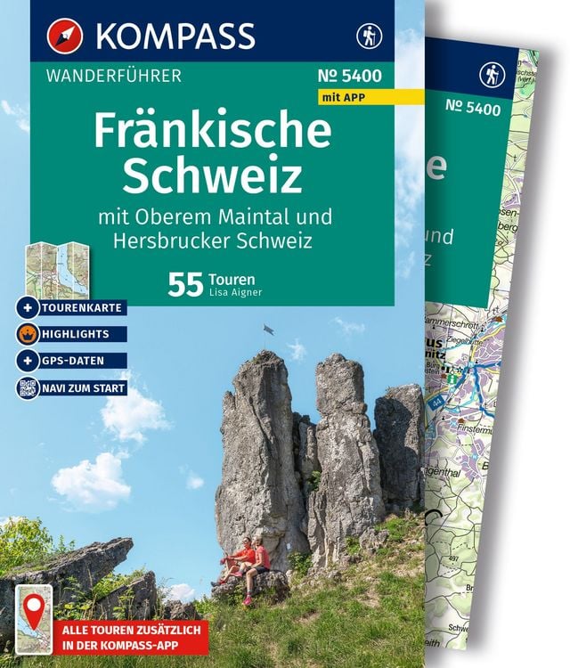 Produktbild: KOMPASS Wanderführer Fränkische Schweiz mit Oberem Maintal und Hersbrucker Schweiz, 55 Touren mit Extra-Tourenkarte