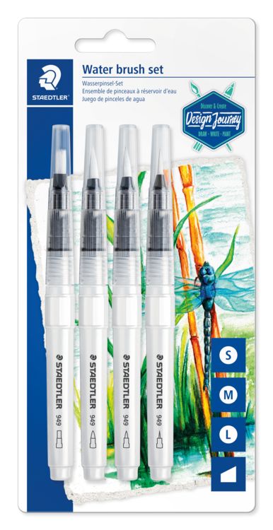 Produktbild: STAEDTLER Wasserpinsel rund fein, rund medium, rund gro&szlig;, Keilspitze, 4er Set