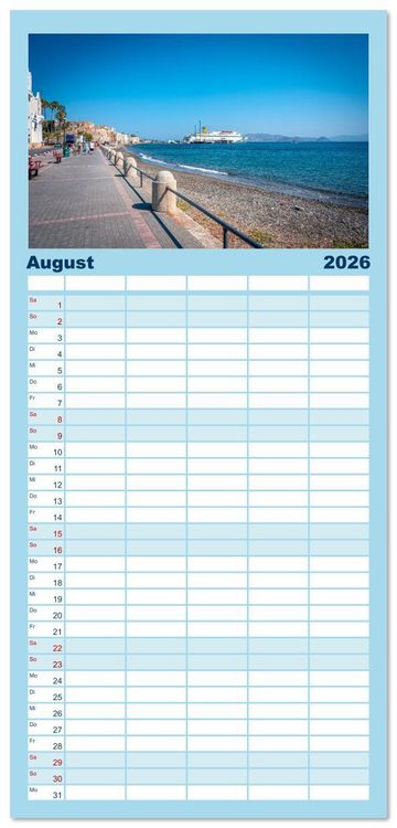 Produktbild: Familienplaner 2026 - Insel Kos in Griechenland mit 5 Spalten (Wandkalender, 21 x 45 cm) CALVENDO