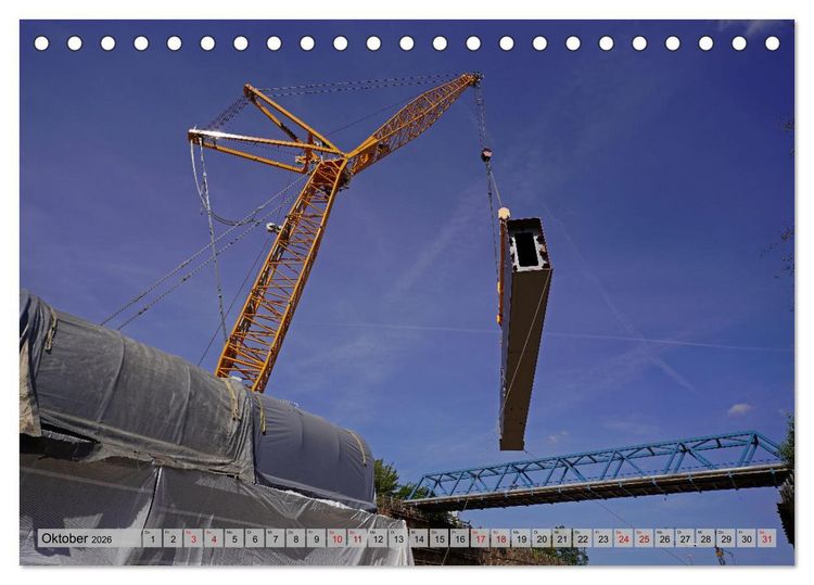 Produktbild: Die Saalequerung Salzm&uuml;nde &ndash; Br&uuml;ckenbau der A143 (Tischkalender 2026 DIN A5 quer), CALVENDO Monatskalender