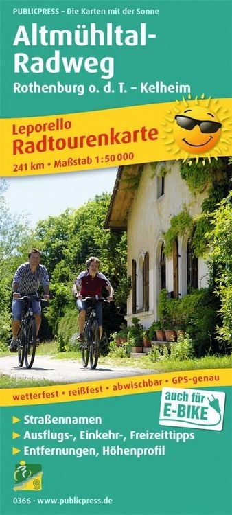 Produktbild: Radwanderkarte Altm&uuml;hltal-Radweg, Rothenburg o. d. T. - Kelheim 1 : 50 000