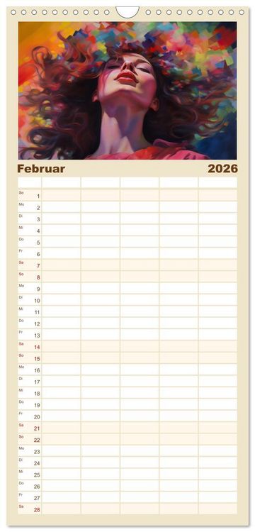 Produktbild: Familienplaner 2026 - Popart Prinzessin mit 5 Spalten (Wandkalender, 21 x 45 cm) CALVENDO