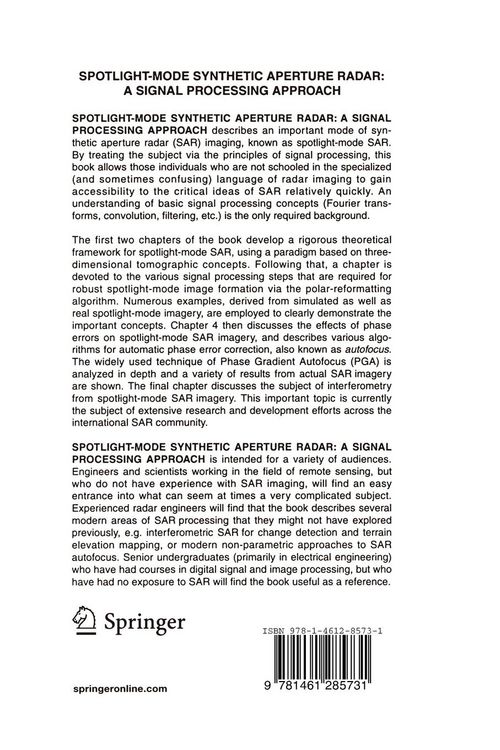 Produktbild: Spotlight-Mode Synthetic Aperture Radar: A Signal Processing Approach
