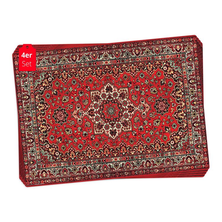 Produktbild: Tischsetmacher Tischsets Orientalischer Teppich in rot, aus hochwertigem Vinyl (4 St&uuml;ck), 44 x 32 cm